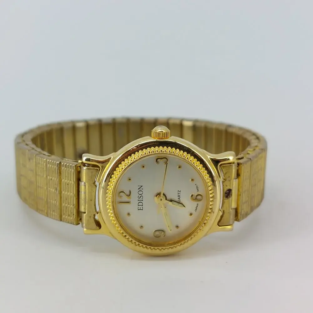 Edison Watch Gold Tone Bracelet Watch Wristwatch Japan Movt